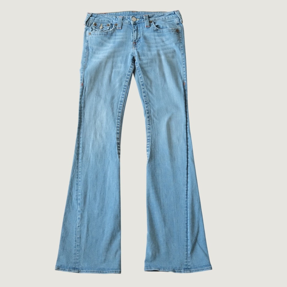 True Religion Flare Jeans Mens Light Wash Low Rise Y2K Aesthetic 32 Bootcut